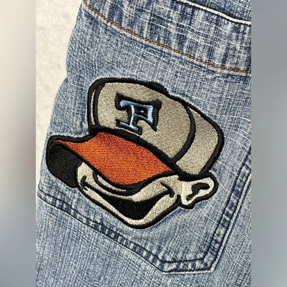 Vintage Paco Jeans Blue Wide Leg Skater Streetwear Jeans Boys 7 Embroidered